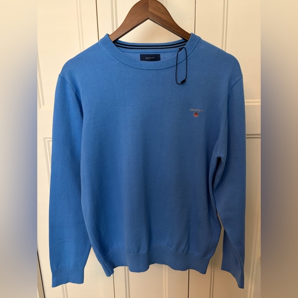 GANT Men's Classic Cotton Crew Neck Sweater - Blue - Picture 3 of 6